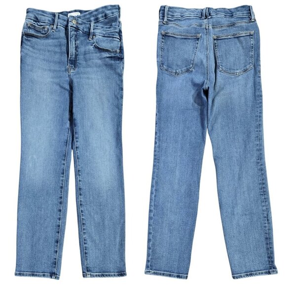 Good American Good Classic Crossover Waist Straight Leg Jeans GCCOWB014TP - Picture 1 of 9